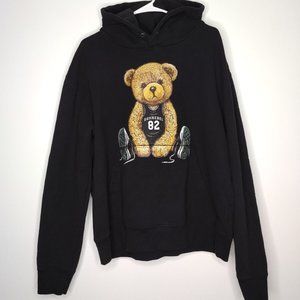 DOMREBEL Play Black Pullover Hoodie Men's Medium Bear Basketball